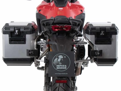 sada bočních kufrů včetně montážní sady HEPCO&BECKER XPLORER stříbrné pro DUCATI MULTISTRADA V4 / S / S SPORT (2021-)