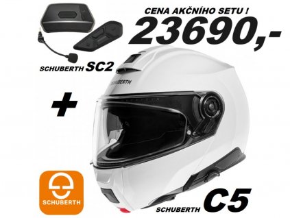 Schuberth C5 bílá helma přilba integralní, vyklopná,modulární, motorkářská helma na motorku v akci s intercomem interkomem ,výhodná sada,turistická adventrure helma