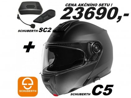 Schuberth C5 černá helma přilba integralní, vyklopná,modulární, motorkářská helma na motorku v akci s intercomem interkomem ,výhodná sada, turistická adventure helma,