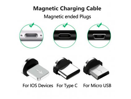 6Pcs Magnetic Tips Universal for Round Magnetic Cable Micro USB Type C Magnet Replacement Parts Mobile