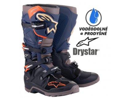 enduro boty ALPINESTARS TECH 7 ENDURO DRYSTAR, modrá/šedá/oranžová/černá