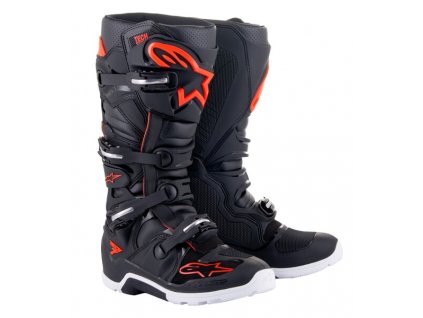 boty tech 7 enduro alpinestars cerna cervena fluo bila 2024 i583833