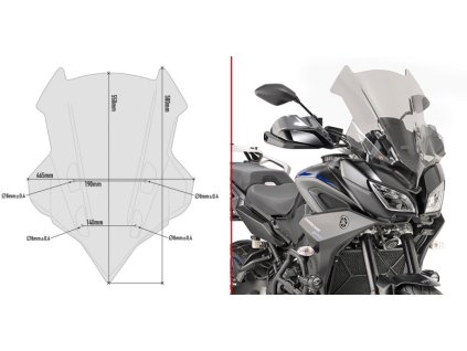plexi kouřové GIVI D2139S pro Yamaha MT-09 Tracer 900/900 GT (18-20)