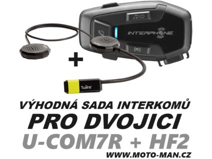 INTERKOM INTERCOM PRO MOTORKÁŘE NA MOTORKU, U COM 7R INTERPHONE PRO DVA , AKCE SADA OBSAHUJE HF2 ZDARMA