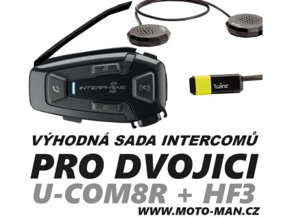 INTERKOM INTERCOM PRO MOTORKÁŘE NA MOTORKU, U COM 8R INTERPHONE PRO DVA , AKCE SADA OBSAHUJE HF2 ZDARMA