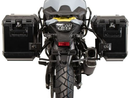 sada kufrů včetně nosiče Xplorer HEPCO&BECKER Xplorer 40/37l černé pro SUZUKI V-STROM 800 (2024-)
