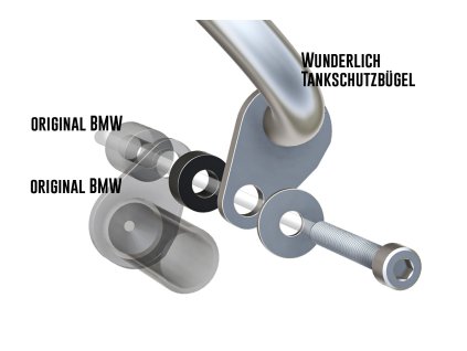 sada adaptérů pro montáž horního ochranného rámu WUNDERLICH v kombinaci s originálním spodním padacím rámem BMW