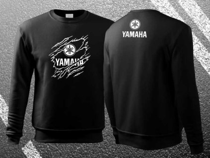 vyr 430Motorkarska moto mikina 045 YAMAHA cierna mikina pre motorkara darcek mikina bez kapucne bunda mikina na motorku s logom yamaha ripped potrhane 01