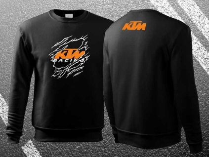 vyr 414Motorkarska moto mikina 029 KTM cierna mikina pre motorkara darcek mikina bez kapucne bunda mikina na motorku s logom ktm ripped potrhane 01