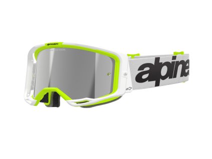 bryle vision 8 wordmark alpinestars bila zluta fluo zrcadlove stribrne plexi 2025 i630950