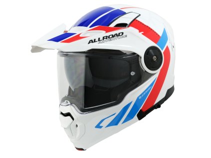 moto helma yohe fg102 enduro double visor bila cervena modra