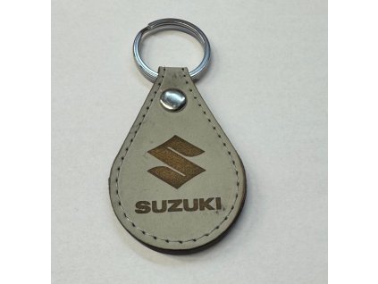 kožená klíčenka SUZUKI, šedá