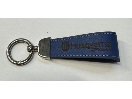 kožená klíčenka řemínek Husqvarna, modrá