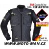 MOTORKAŘSKÁ bunda, turistická moto bunda modeka taran flash reflexní vybavení na motorkucerna seda neon