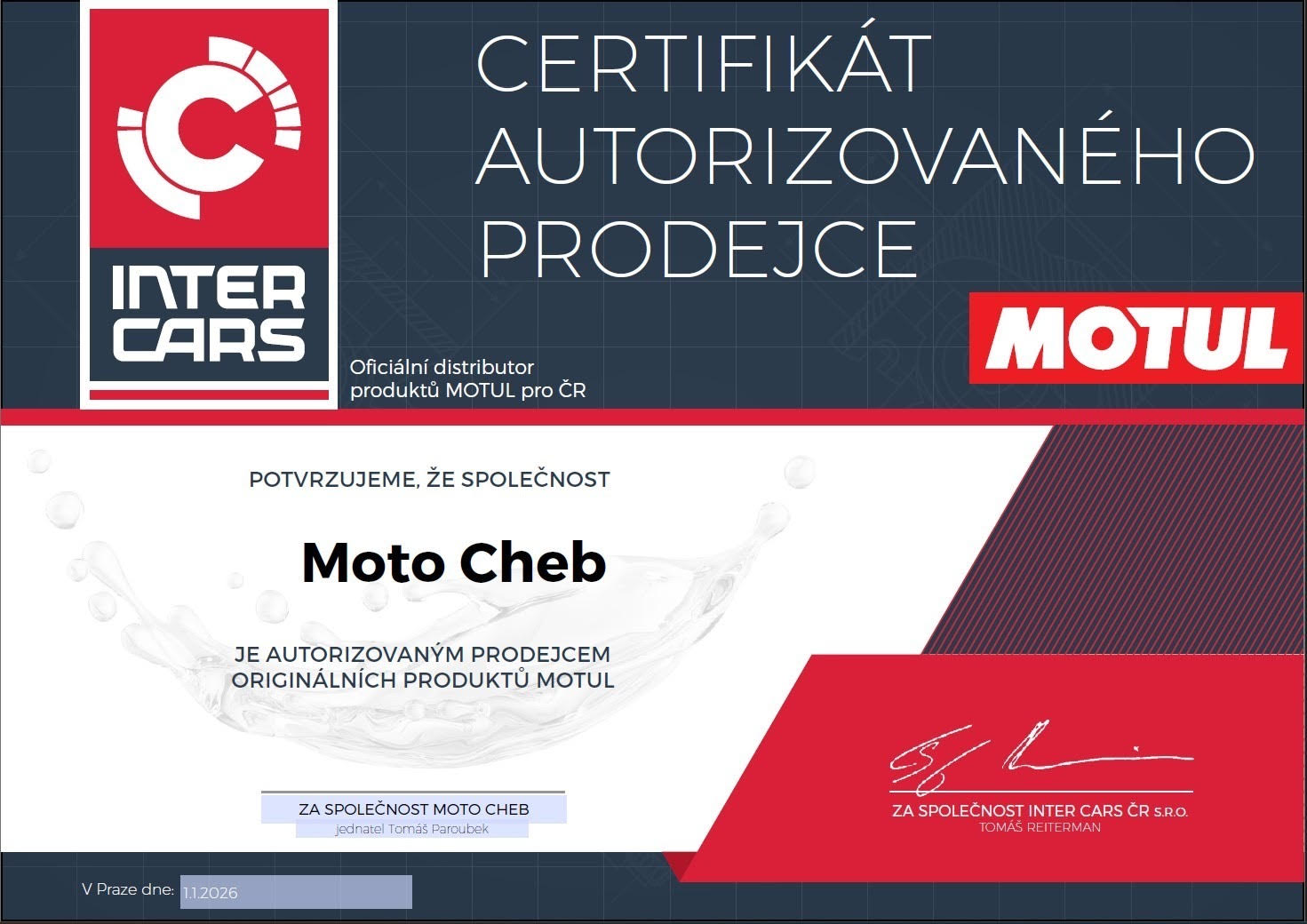 Motul certifikát