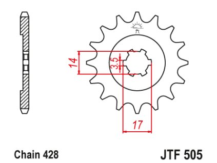 100025 jt jtf505 15 predni kolecko pastorek 15 zubu 428