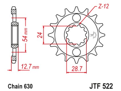 100202 jt jtf522 15 predni kolecko pastorek 15 zubu 630