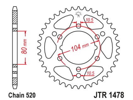 101189 1 jt jtr1478 38 zadni kolecko rozeta 38 zubu 520 polaris