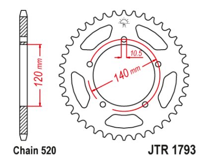 101492 1 jt jtr1793 45 zadni kolecko rozeta 45 zubu 520 suzuki gsx r 600 01 05 750 06 10