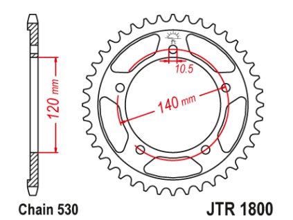 101507 1 jt jtr1800 42 zadni kolecko rozeta 42 zubu 530 suzuki gsxr 1000 01 06