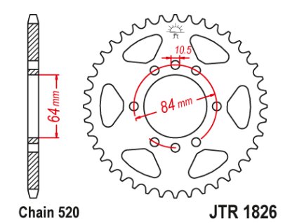 101543 jt jtr1826 42 zadni kolecko rozeta 42 zubu 520 suzuki ltz 400 quadsport 03 08