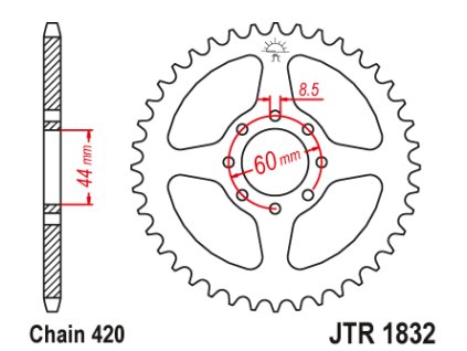 101549 1 jt jtr1832 52 zadni kolecko rozeta 52 zubu 420 yamaha dt 50r 99 02