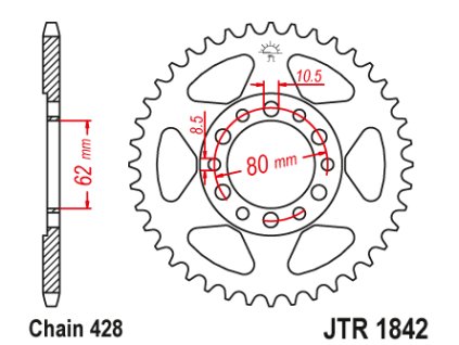 101570 1 jt jtr1842 54 zadni kolecko rozeta 54 zubu 428