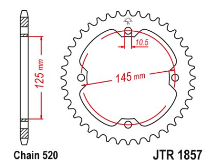 101606 1 jt jtr1857 40 zadni kolecko rozeta 40 zubu 520 yamaha yfz 450r 09 16 yfm 250 350 450