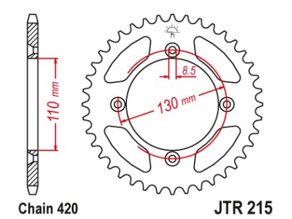 101966 jt jtr215 51 zadni kolecko rozeta 51 zubu 420
