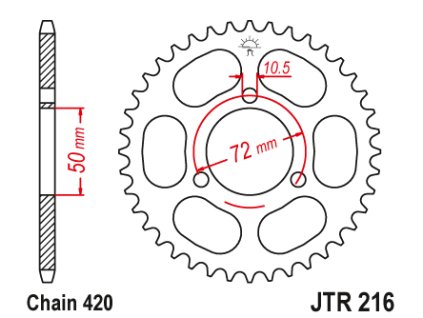 101975 jt jtr216 36 zadni kolecko rozeta 36 zubu 420