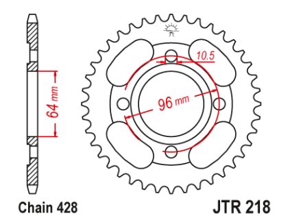 101987 jt jtr218 44 zadni kolecko rozeta 44 zubu 428