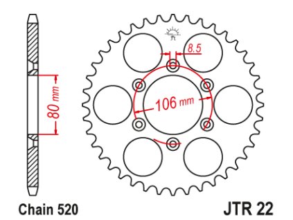 101990 jt jtr22 45 zadni kolecko rozeta 45 zubu 520 aprilia sx 125 08 12 mx 125 04 07