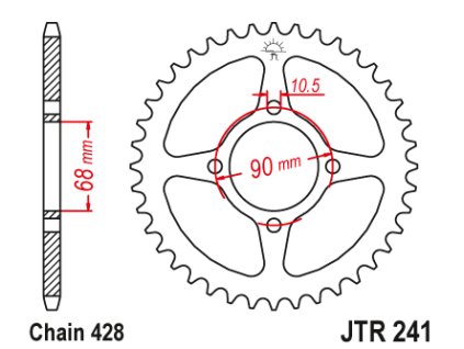 102008 1 jt jtr241 45 zadni kolecko rozeta 45 zubu 428