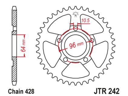 102017 1 jt jtr242 53 zadni kolecko rozeta 53 zubu 428