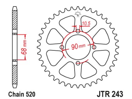 102020 1 jt jtr243 42 zadni kolecko rozeta 42 zubu 520