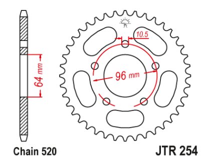 102083 1 jt jtr254 43 zadni kolecko rozeta 43 zubu 520
