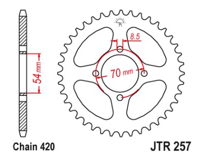 102131 1 jt jtr257 42 zadni kolecko rozeta 42 zubu 420