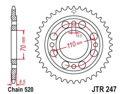 102170 1 jt jtr247 41 zadni kolecko rozeta 41 zubu 520