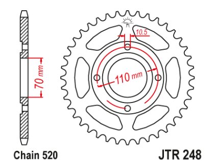102176 1 jt jtr248 45 zadni kolecko rozeta 45 zubu 520