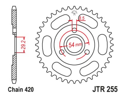 102197 1 jt jtr255 28 zadni kolecko rozeta 28 zubu 420
