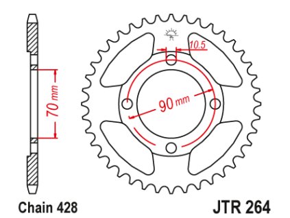 102263 1 jt jtr264 45 zadni kolecko rozeta 45 zubu 428