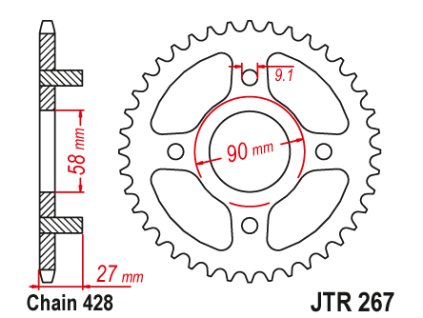 102266 1 jt jtr267 39 zadni kolecko rozeta 39 zubu 428