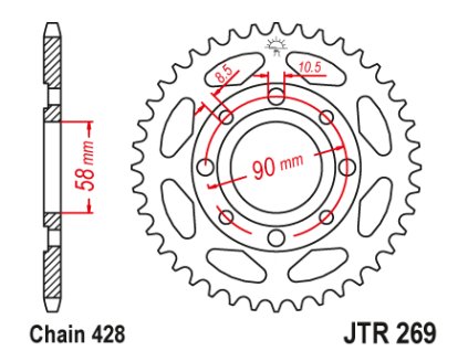 102275 1 jt jtr269 41 zadni kolecko rozeta 41 zubu 428 honda cg 125 85 98 daelim 125