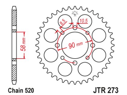 102299 1 jt jtr273 42 zadni kolecko rozeta 42 zubu 520 honda xl 125v varadero 01 13 ktm 200 du