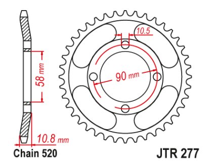 102308 1 jt jtr277 41 zadni kolecko rozeta 41 zubu 520