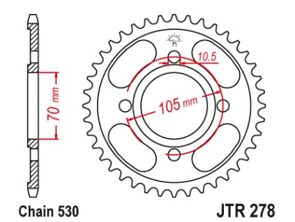 102410 1 jt jtr278 34 zadni kolecko rozeta 34 zubu 530