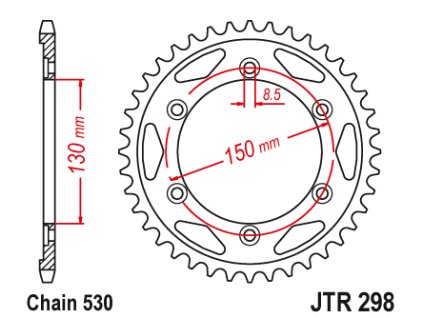 102446 1 jt jtr298 40 zadni kolecko rozeta 40 zubu 530 honda ns 400r 85 88 vfr 400r 86