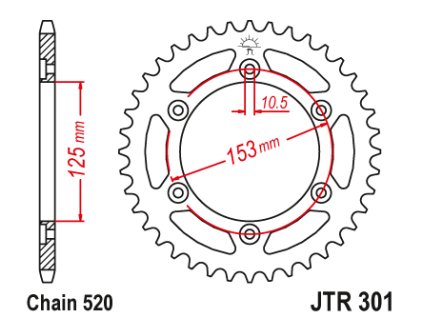 102476 1 jt jtr301 48 zadni kolecko rozeta 48 zubu 520 honda xr 250r 90 95 xr 600r 91 00
