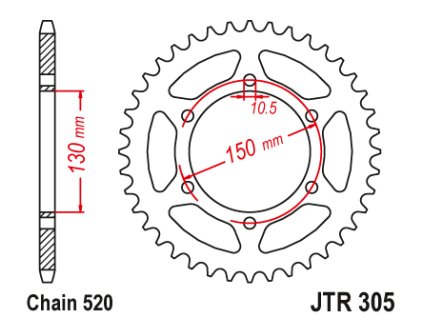 102485 1 jt jtr305 46 zadni kolecko rozeta 46 zubu 520 honda nx 650 95 01 yamaha xj 6 09 15
