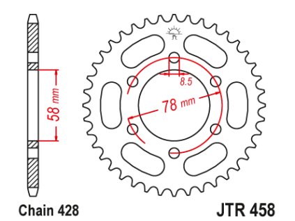 102503 1 jt jtr458 37 zadni kolecko rozeta 37 zubu 428